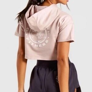 Gymshark Legacy Fitness Short‎ Sleeve Cropped Hoodie Womens S Gymwear Lifting